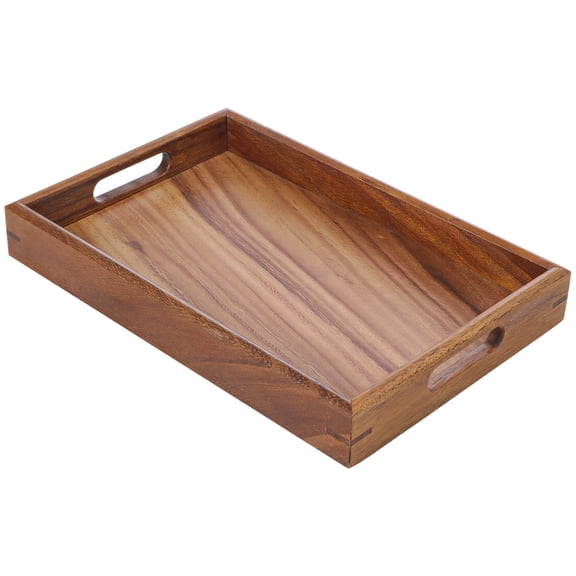South American Walnut Wood Serving Tray, 15.7 in / 40 cm Decorative Breakfast Tray, Smooth Surface Easy to Clean, 1.6 in / 4 cm Raised Edge Food Drinks Tray, Rectangle Butler Tray for Home Decor