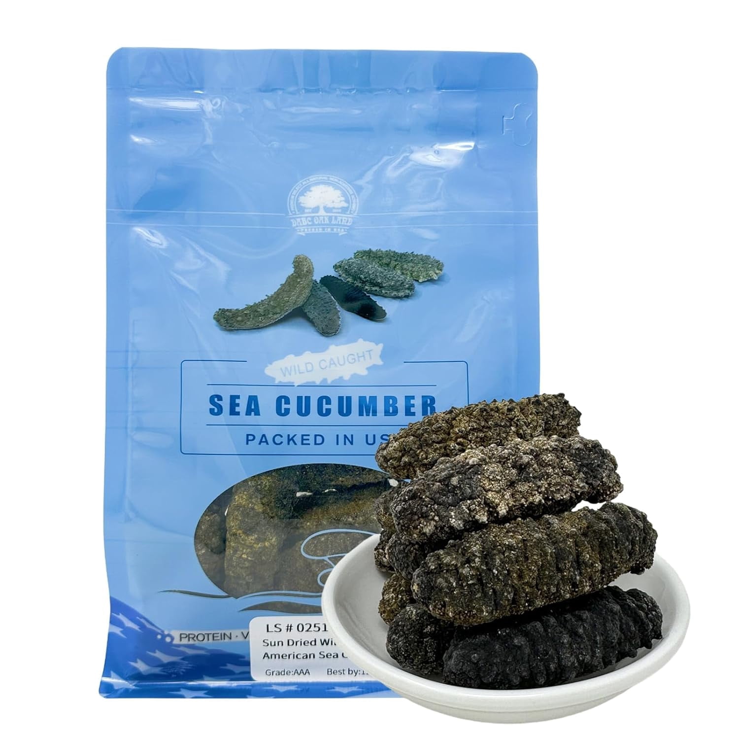 South American Wild Sea Cucumber - 15-25pcs 100% Natural Sun Dried Sea Cucumber Grade AAAA Nutritious Rich In Protein, Vitamins and Minerals Medium Gift Bag 8OZ