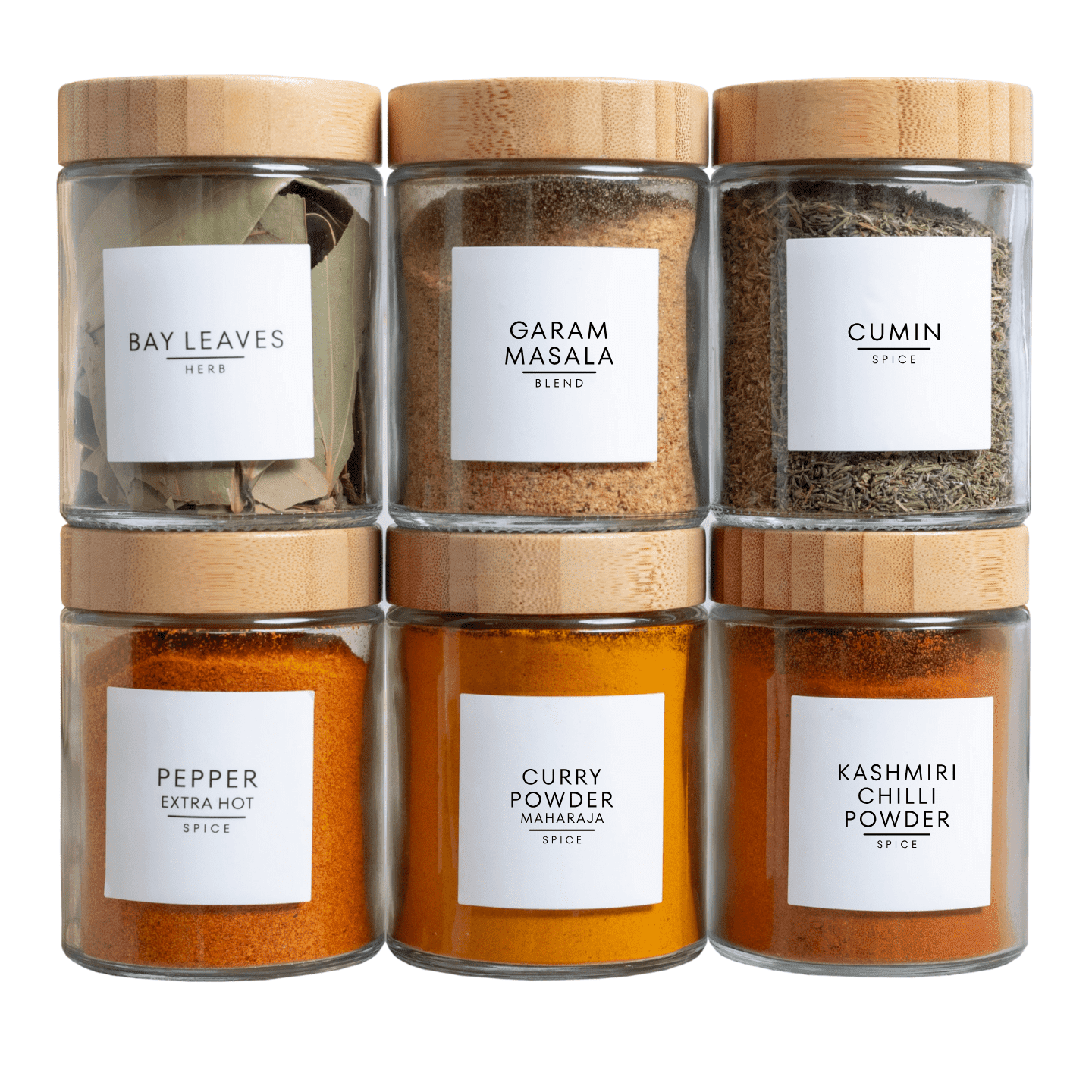 312 South Asian & Indian Spice Jar Labels - Preprinted & Blank Labels For Pantry Organization