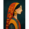 thumbnail image 1 of South Asian Indian Woman Canvas Print, Ethnic Portrait Art, Traditional Cultural Living Room Wall Decor, 1 of 8
