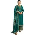 thumbnail image 1 of South Asian Wear Pakistani Salwar Kameez Indian Designer Sewn Palazzo Suits ( Teal Blue, M - 40 ), 1 of 6