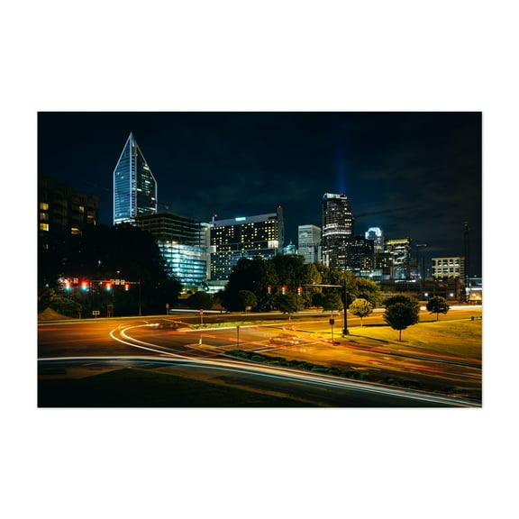 South BLVD - Charlotte North Carolina Photography Cityscape Nightlife Skyline Architecture Modern Art Street Photography Unframed Wall Art Print 32 x 48 inches