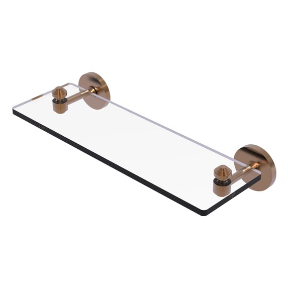 South Beach Collection Glass Vanity Shelf with Beveled Edges - Brushed Bronze / 16 Inch