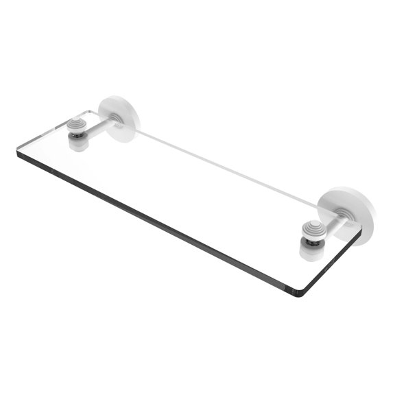 South Beach Collection Glass Vanity Shelf with Beveled Edges - Matte White / 16 Inch