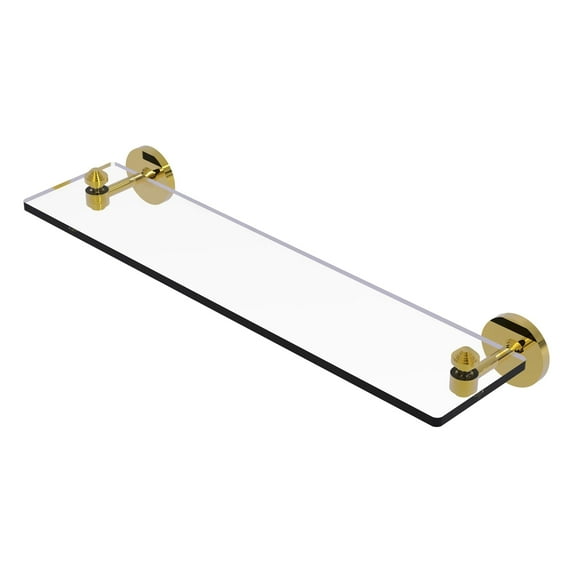 South Beach Collection Glass Vanity Shelf with Beveled Edges - Polished Brass / 22 Inch