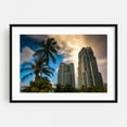 thumbnail image 1 of South Beach - Miami Florida Photography Cityscape Skyline Palm Tree Tropical Architecture Sunset Modern Art Black Framed Wall Art Print 5 x 7 inches, 1 of 4