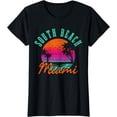 thumbnail image 1 of South Beach Miami Florida Retro Vintage Sunset Surfer Gift T-Shirt, 1 of 3