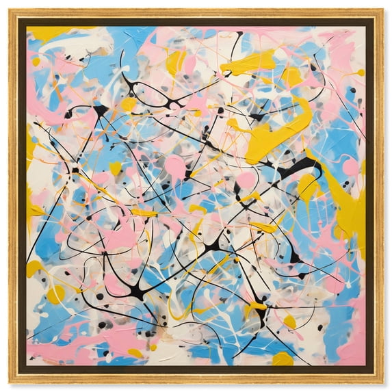 South Beach Pastels Canvas Boho Maximalist Wall Art by Art Remedy, Gold Frame, 40" x 40"