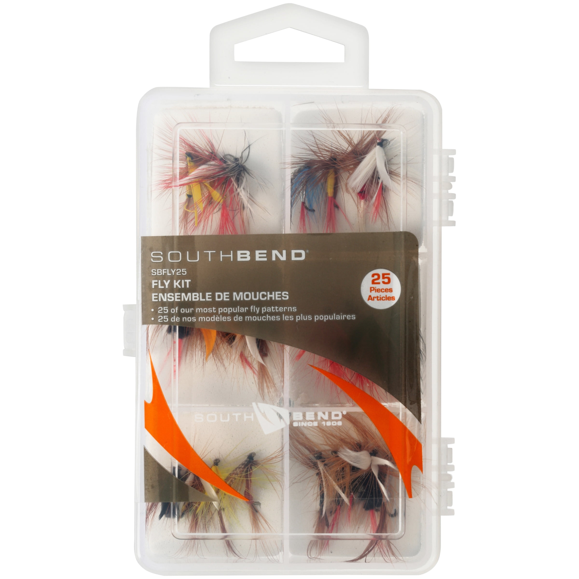 South Bend Assorted Freshwater Flies Trout Fishing Lure Kit, Multi-color, 25-pack