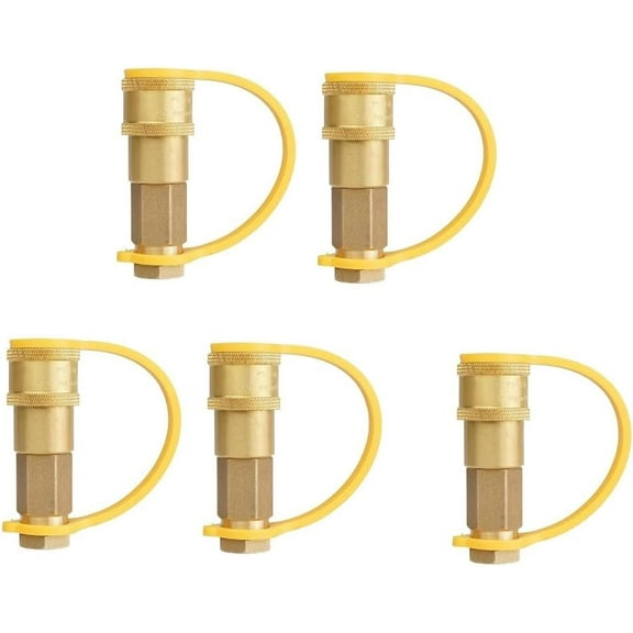 South Bend Components 1/4" RV Propane Shutoff Valve Female Quick Connect for Propane/Natural Gas/Air, 100% Solid Brass, 5-pack