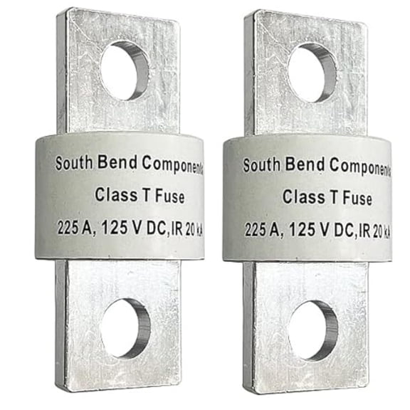 South Bend Components 225A Class T Fast Blow Fuse |225A | 125 Volts | High Current Protection for Marine, RV, Off-Grid Systems, and Battery Banks | Durable Through-Hole Mount Design (225A, 2-Pack)