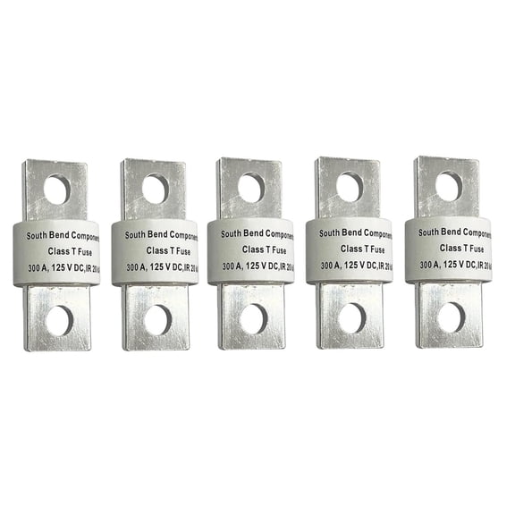 South Bend Components 300A Class T Fast Blow Fuse |300A | 125 Volts | High Current Protection for Marine, RV, Off-Grid Systems, and Battery Banks | Durable Through-Hole Mount Design (300A,5-Pack)