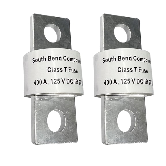 South Bend Components 400A Class T Fast Blow Fuse |400A | 125 Volts | High Current Protection for Marine, RV, Off-Grid Systems, and Battery Banks | Durable Through-Hole Mount Design (400A,2-Pack)