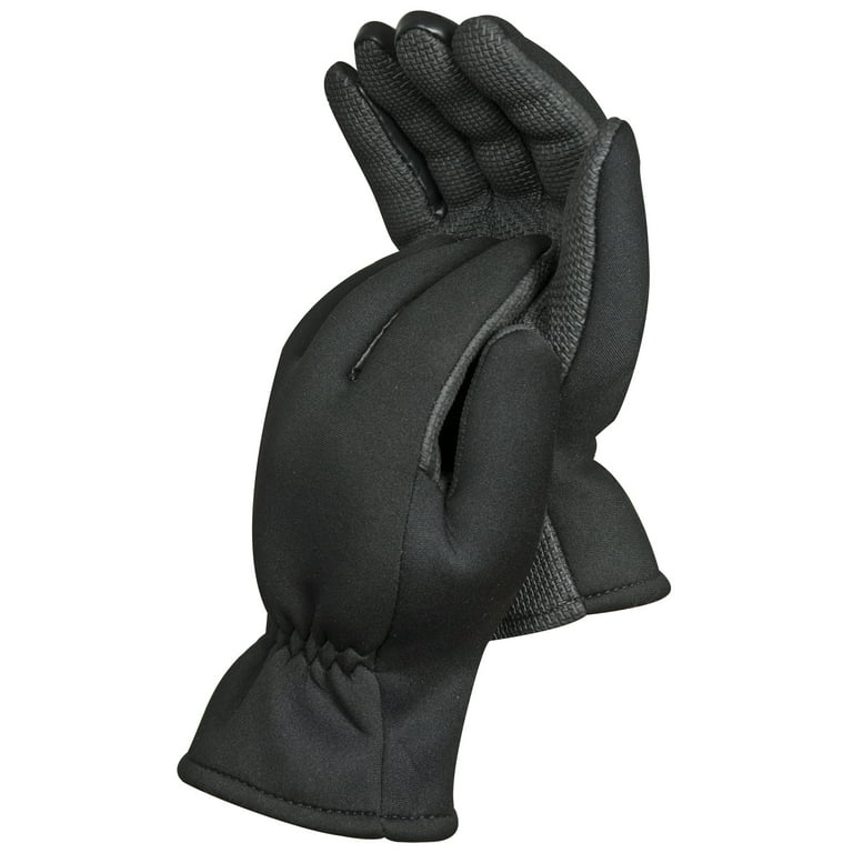 South Bend Fleece-lined Neoprene Fishing Gloves Ice Gear, Black, Unisex, XL
