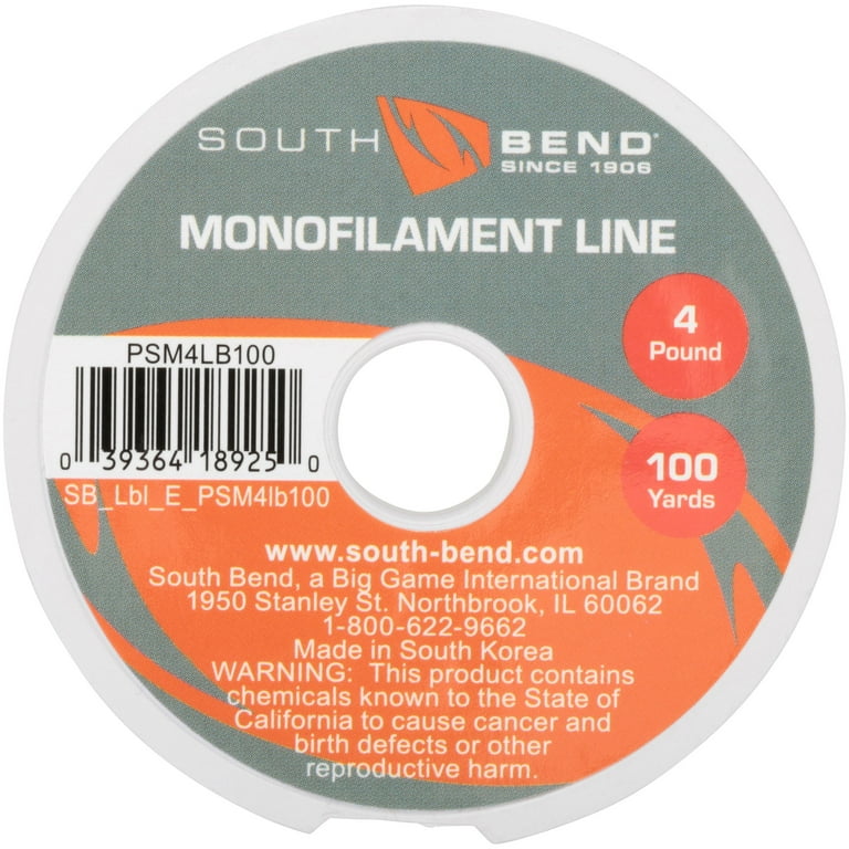 South Bend PSM4LB100 Pony Spool Mono Fishing Line, 4 lb, 100 yd