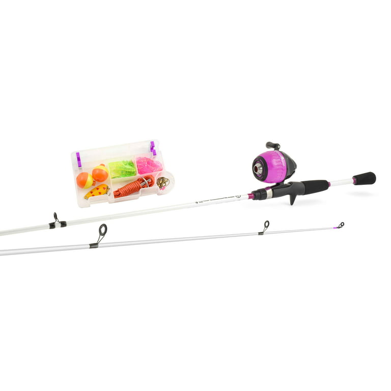 South Bend R2F Multi-species Purple Spinning Fishing Rod Reel Combo w/  Tackle Kit, 5' 6