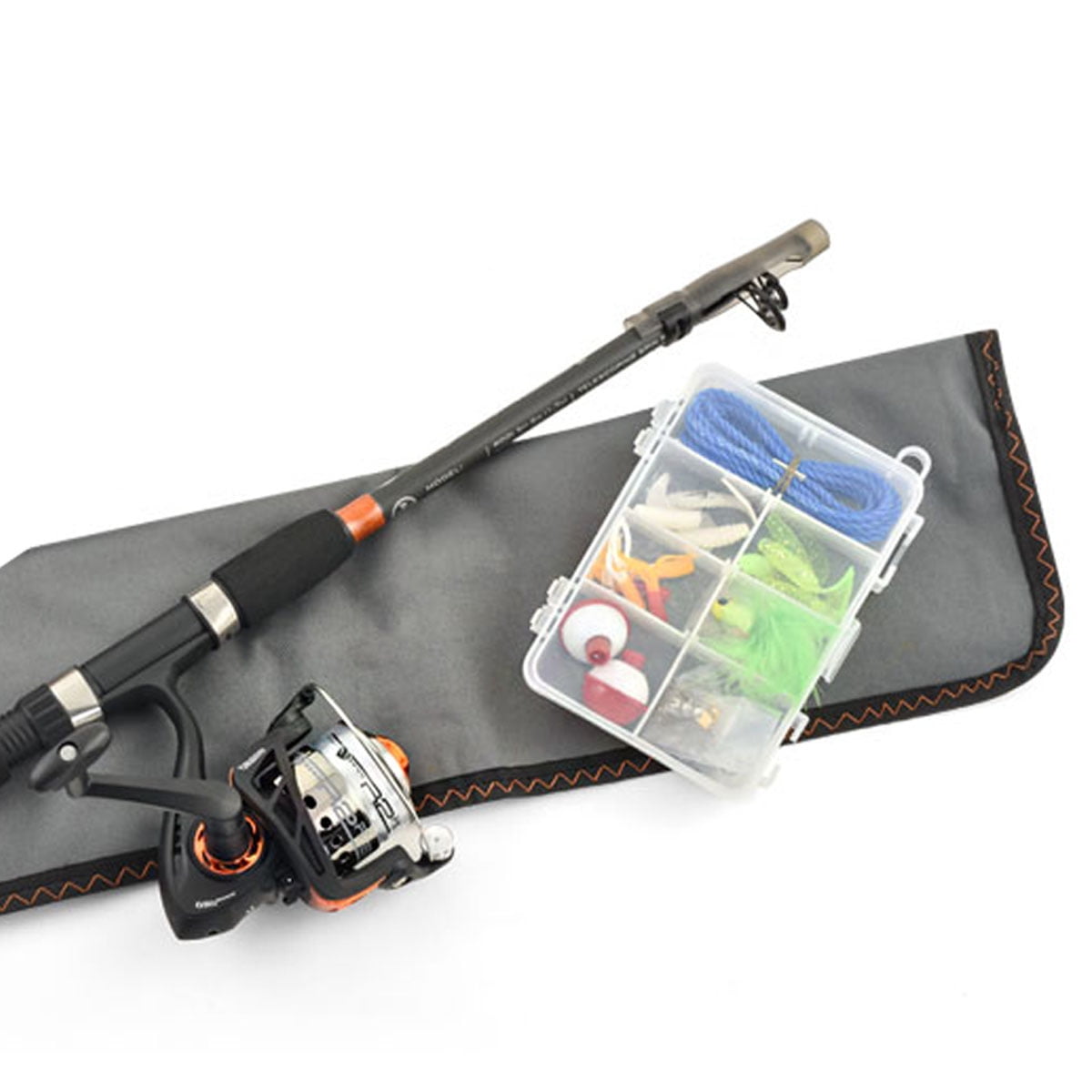 South Bend R2F Telescopic Spinning Fishing Rod & Reel Combo w/ Tackle Kit,  5'6 