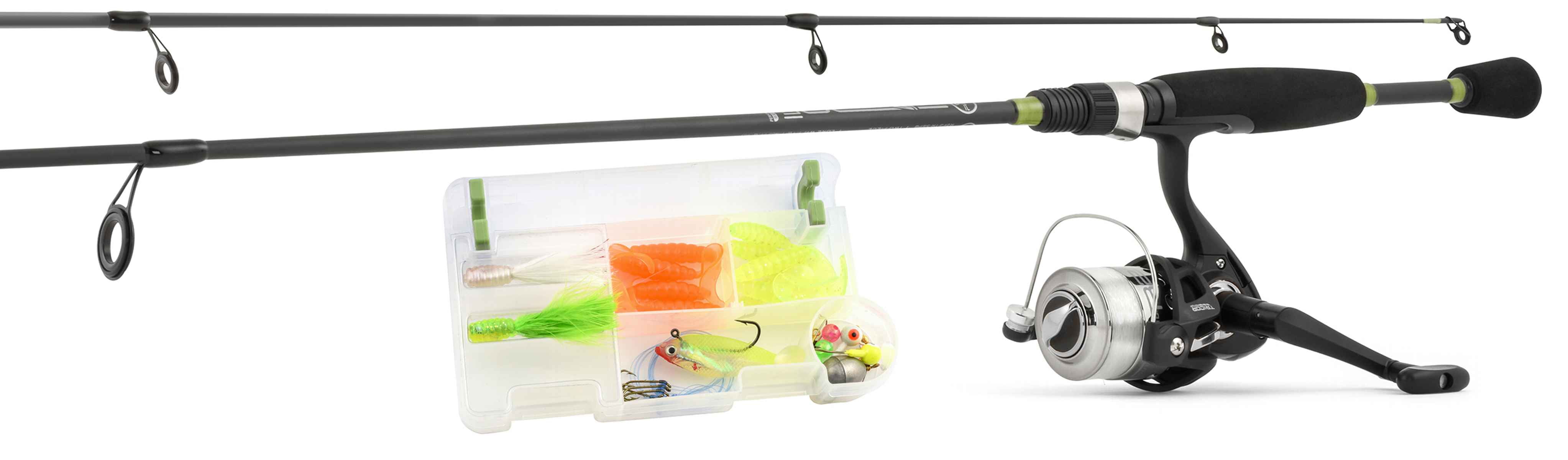 South Bend R2F Walleye Spinning Fishing Rod & Reel Combo w/ Tackle Kit, 6' 6"