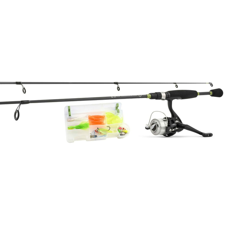 South Bend R2F Walleye Spinning Fishing Rod & Reel Combo w/ Tackle Kit, 6'  6 