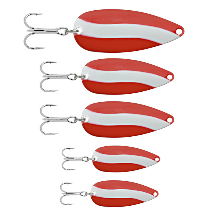 South Bend Spoon, Red & White, Multi Size, 5Pk, Fishing Spoons