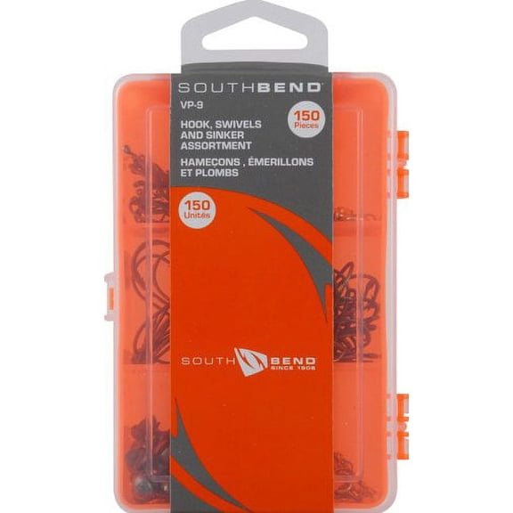 South Bend VP-9 Value Pak Assorted 150Pc Hooks, Swivels, Snap Swivles