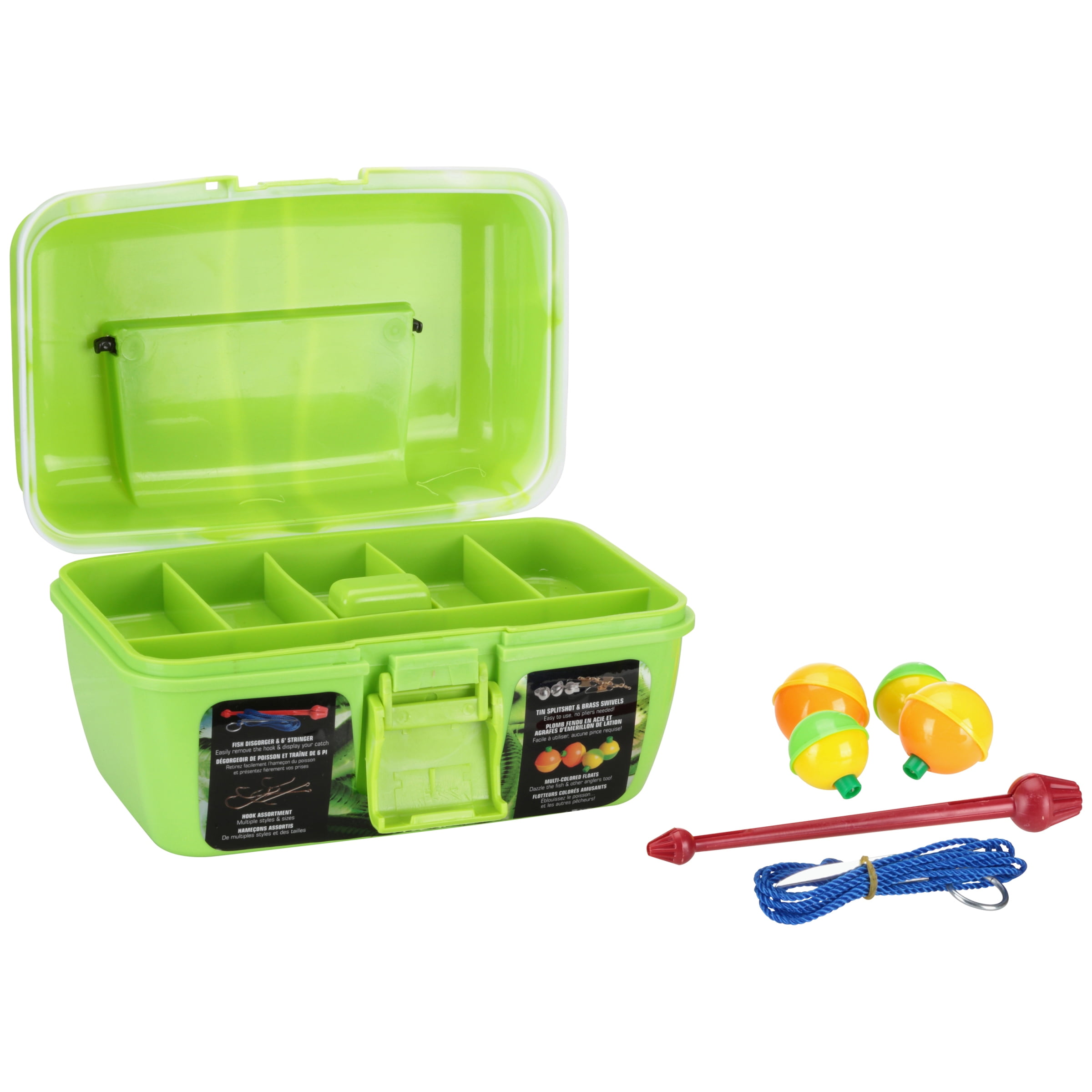 South Bend Worm Gear 88-Piece Loaded Fishing Tackle Box, Green 