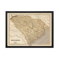 South Carolina Art, 1842 Vintage Map of South Carolina History Wall Decor Gift, Old South Carolina Map - 24" x 18" Black Framed Print