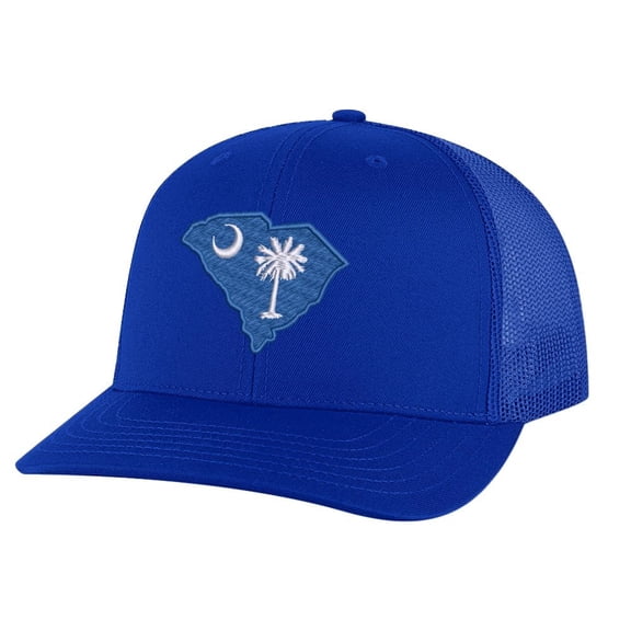 South Carolina Trucker Hat - Embroidered State Flag Design - Palmetto State Cap Snapback (RoyalBlue)