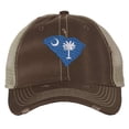 thumbnail image 1 of South Carolina Cap - Distressed State Flag Design - Vintage Palmetto State Trucker Strapback Hat (Brown), 1 of 7