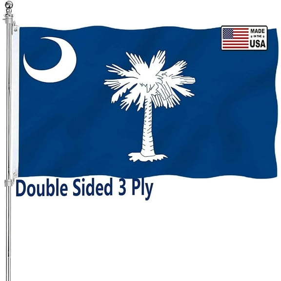 South Carolina Flag 3x5 Double Sided Outdoor State Flags Heavy Duty 3 Ply with Durable Canvas Header and Brass Grommets Vivid Colors