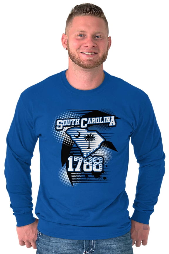 South Carolina Flag Cute State Shape Long Sleeve TShirt Men Women Brisco Brands S