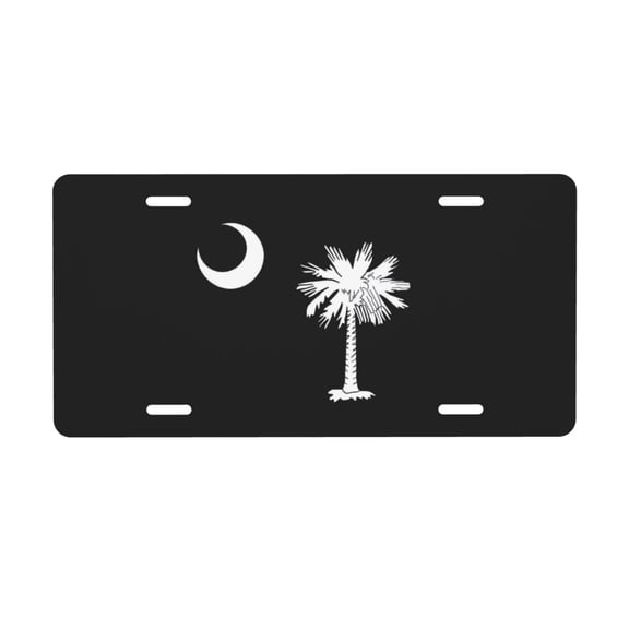 South Carolina Flag License Plate with 4 Holes,Novelty Aluminum Metal Car Plate Vanity Tag Decorative Car Front Accessories for Women Men,6x12 Inches