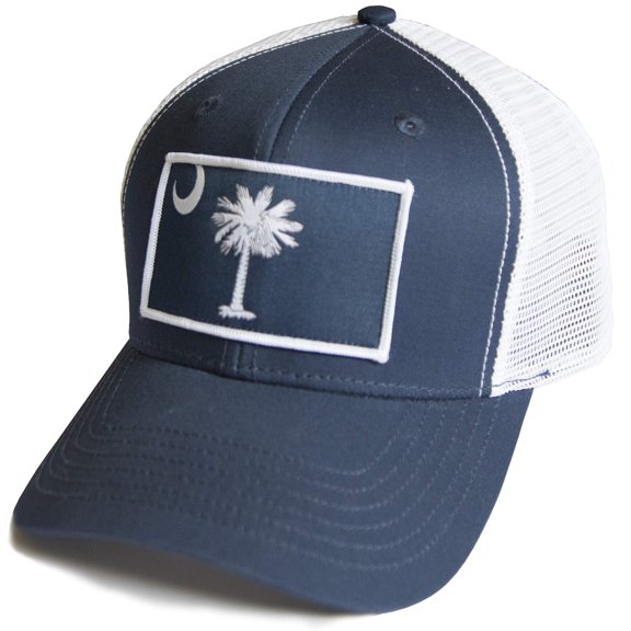 South Carolina Flag Hat for Men and Women – Palmetto Snapback Trucker Baseball Cap by International Tie (Navy/White)