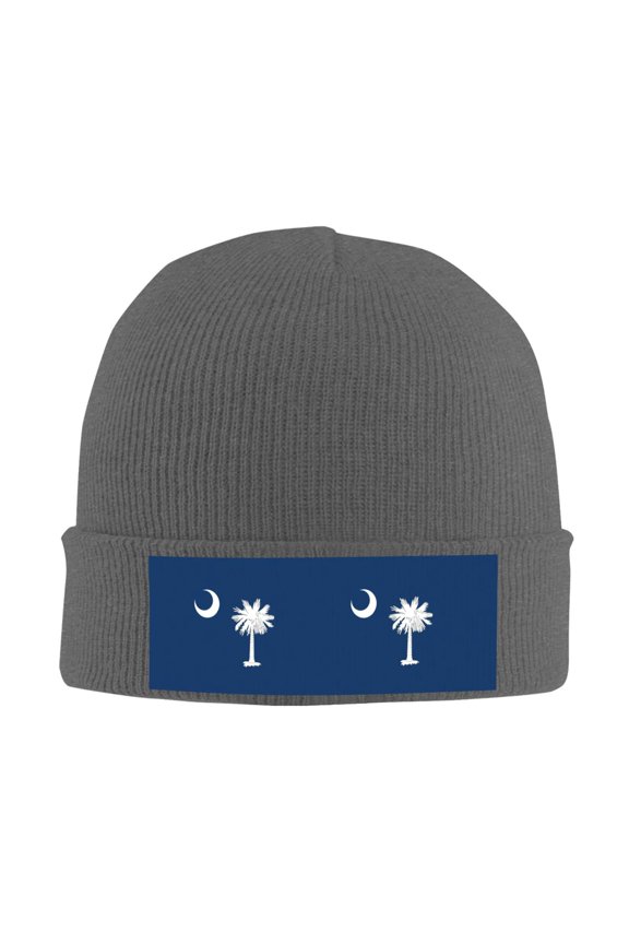 South Carolina Flag Pattern Beanie Hat Knit Hat Skull Cap for Men Women Winter Hat Deep Heather
