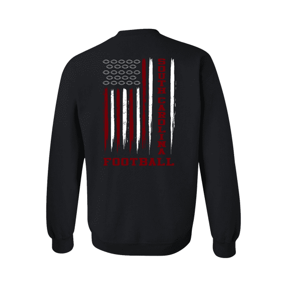 South Carolina Football Team Color American Flag Mens Crewneck Pullover Sweatshirt-Black-5xl
