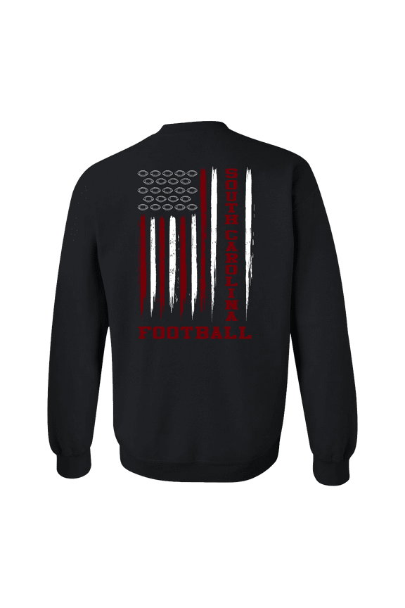 South Carolina Football Team Color American Flag Mens Crewneck Pullover Sweatshirt-Black-xl