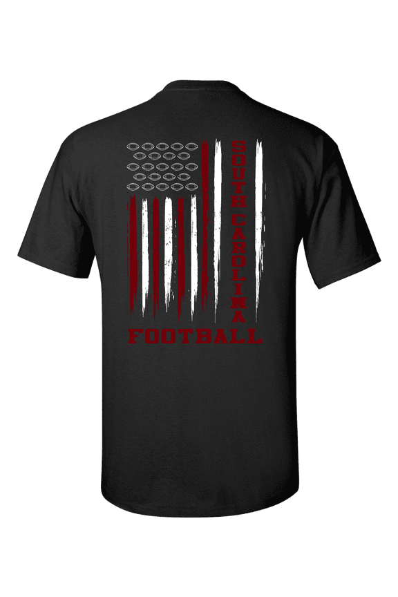 South Carolina Football Team Color American Flag Mens Short Sleeve T-shirt Graphic Tee-Black-4XL