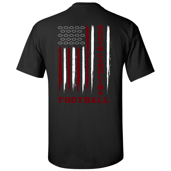 South Carolina Football Team Color American Flag Mens Short Sleeve T-shirt Graphic Tee-Black-5XL