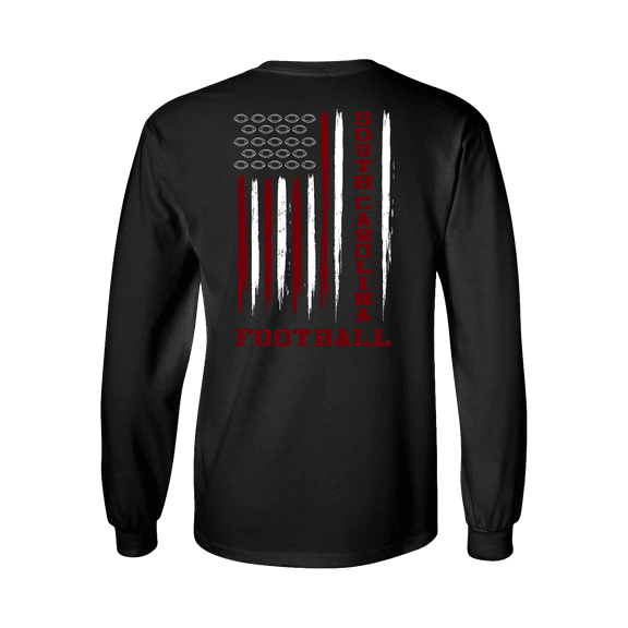 South Carolina Football Team Color American Flag Unisex Long Sleeve T-shirt Graphic Tee-Black-xxxl-Black-small