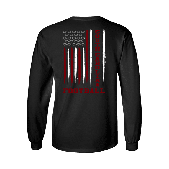 South Carolina Football Team Color American Flag Unisex Long Sleeve T-shirt Graphic Tee-Black-xxxl-Black-xxl