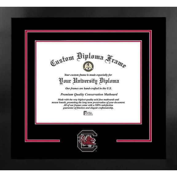 South Carolina Gamecocks 11w x 14h Spirit Diploma Manhattan Black Frame with Bonus Campus Images Lithograph (value savings $59)