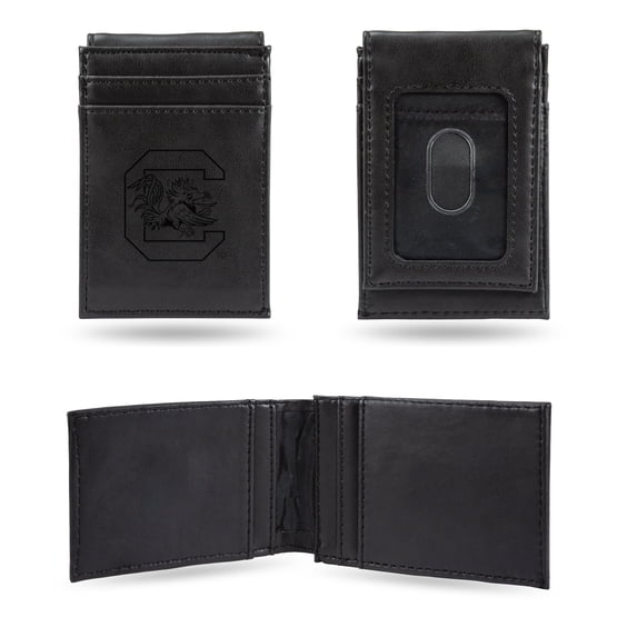 South Carolina University Laser Engraved Black Front Pocket Wallet