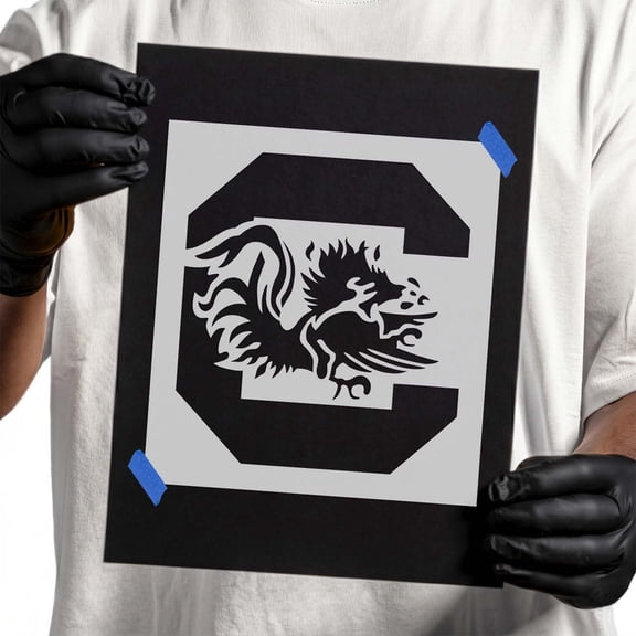 South Carolina Gamecocks Logo Stencil - 6 in - Usable on Wood, Wall and Fabric (Clothes, Bags, and Garments) - Durable 14 Mil Mylar Plastic