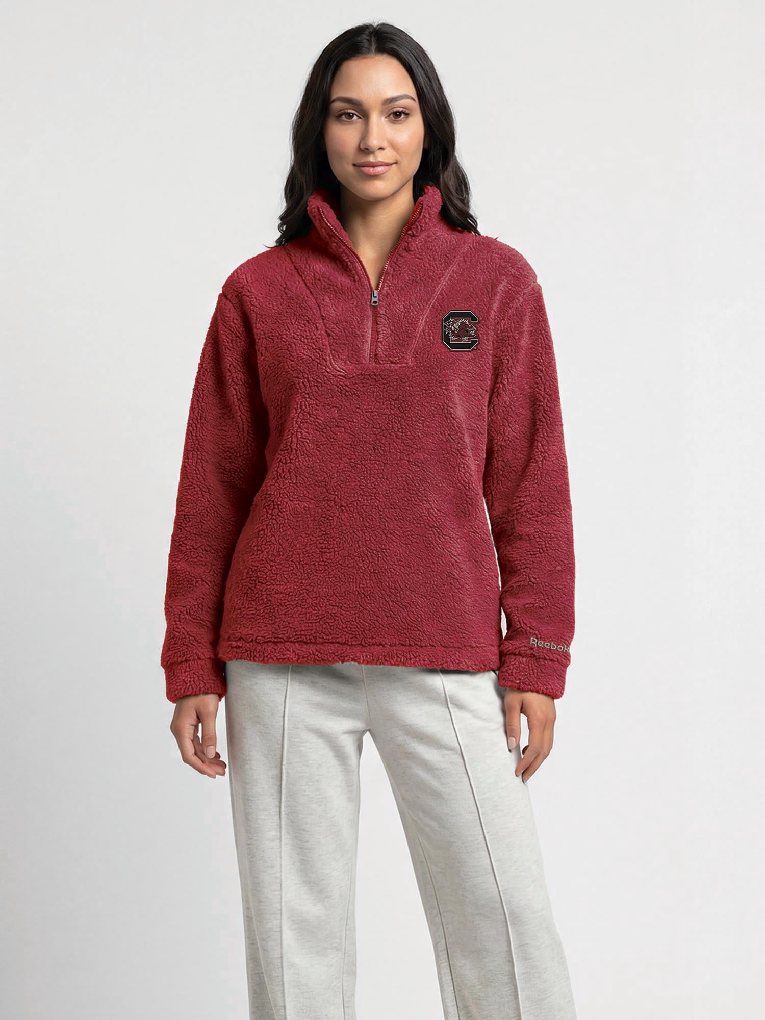 South Carolina Gamecocks Reebok Womens Relaxed Fit Qtr Zip Sherpa Pullover