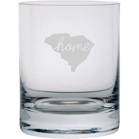South Carolina Home States Etched 10.25oz Crystal Rocks Whisky Glass