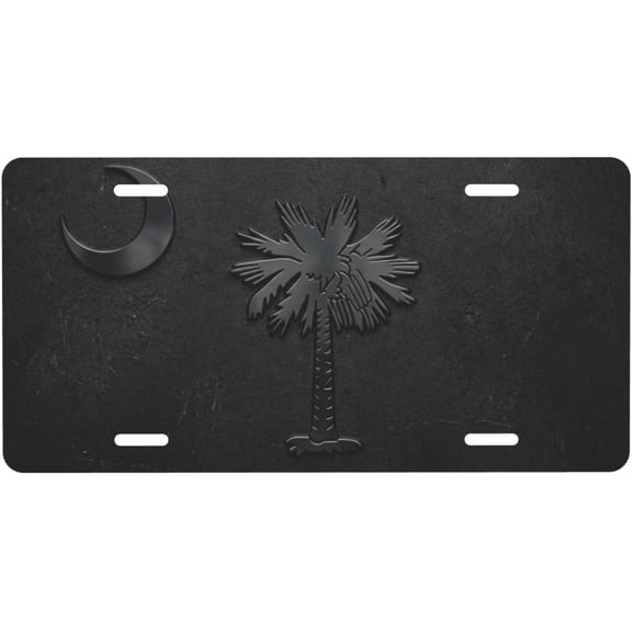 South Carolina License Plate Matte Black, 6x12 Aluminum Palmetto State Pride Stealth Decor