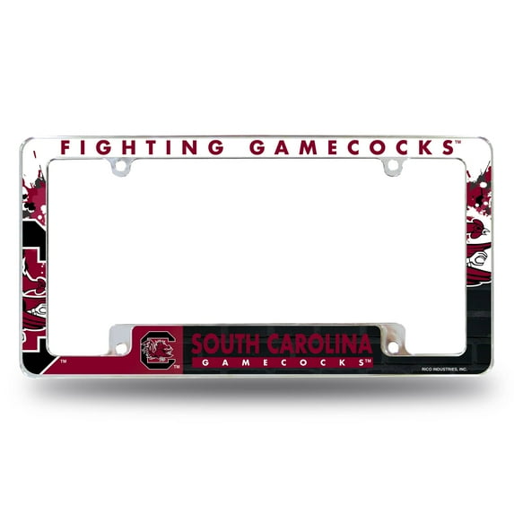South-Carolina-SC-Gamecock's Chrome Metal License Plate Frame with Bold Full Frame Design