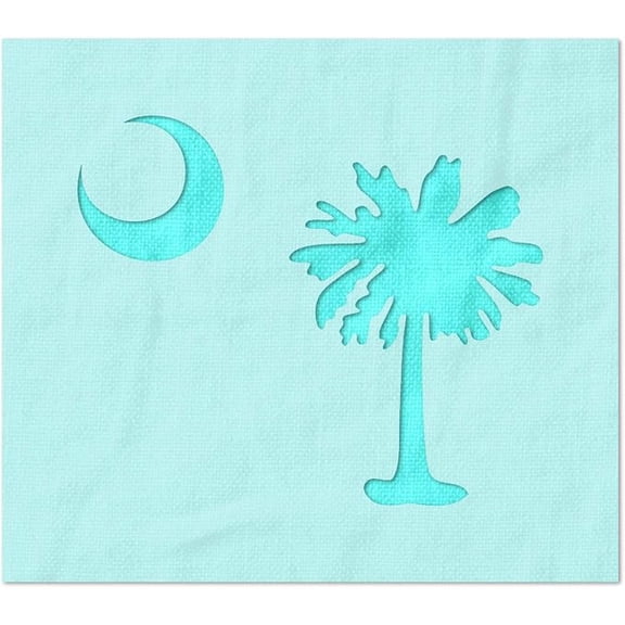 South Carolina Palmetto Tree and Moon Stencil - Reusable Mylar DIY Painting Template, 6 Pack (2, 3, 4 in), Stencil Stop