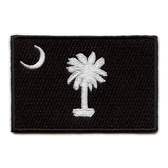 South Carolina Patch State Flag Grayscale Embroidered Iron On