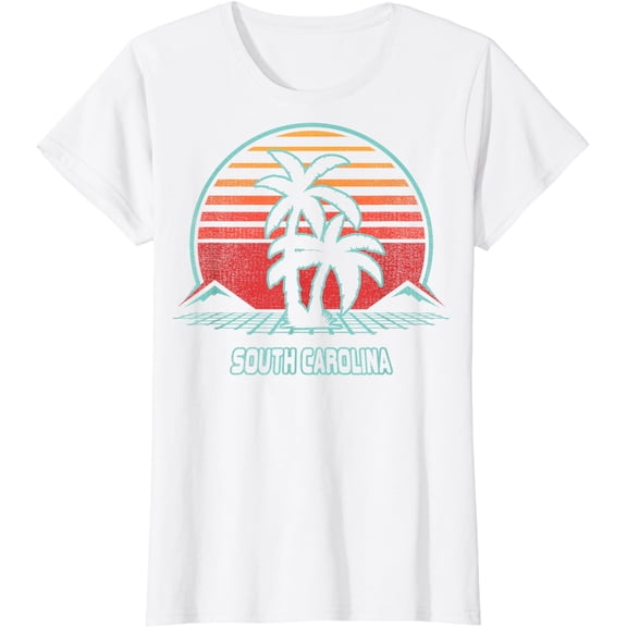 South Carolina Retro Palm Tree Beach 80s Style T-Shirt
